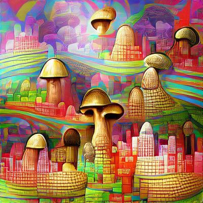 Mushroom City: A Bioluminescent Fantasy Landscape