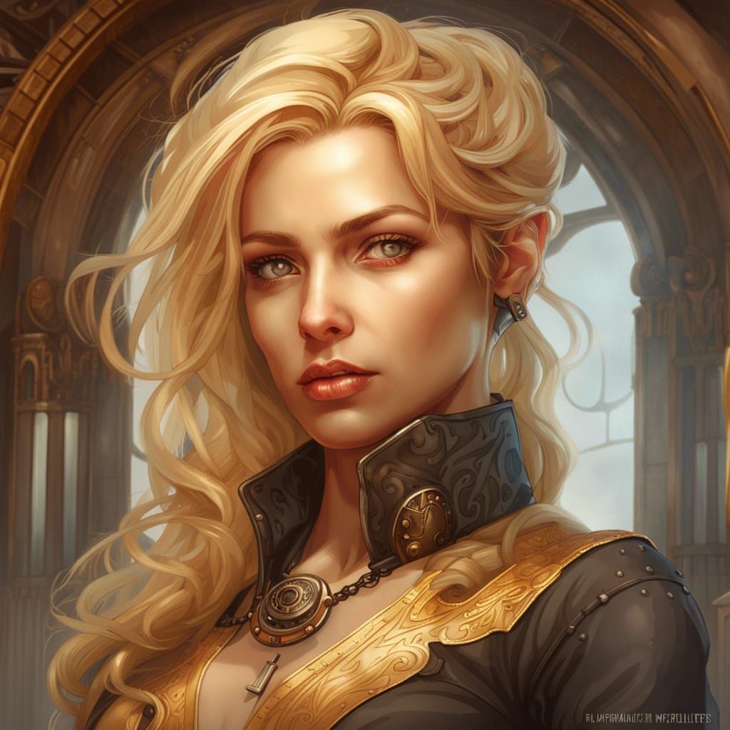 Steampunk Woman Portrait in Fantasy Art Style