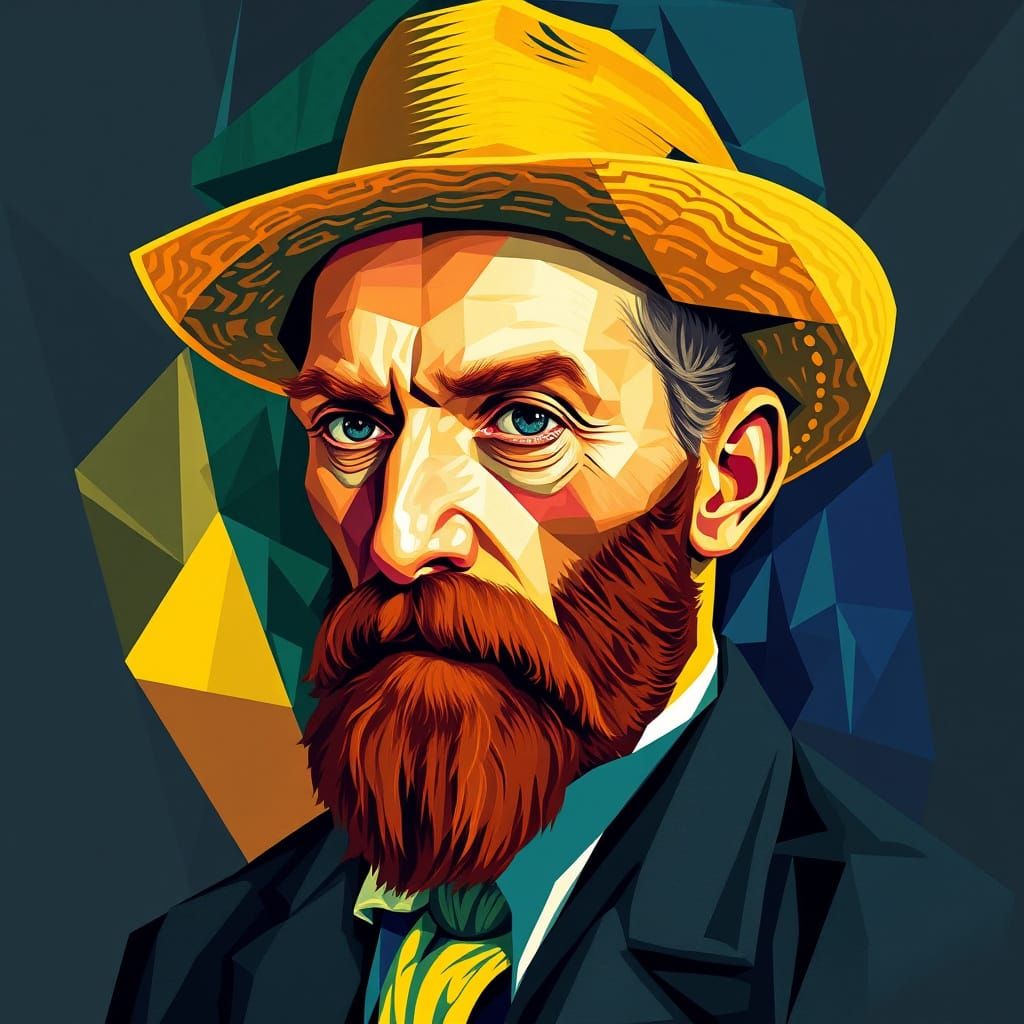 Cubist Vincent Van Gogh in Vibrant Digital Art