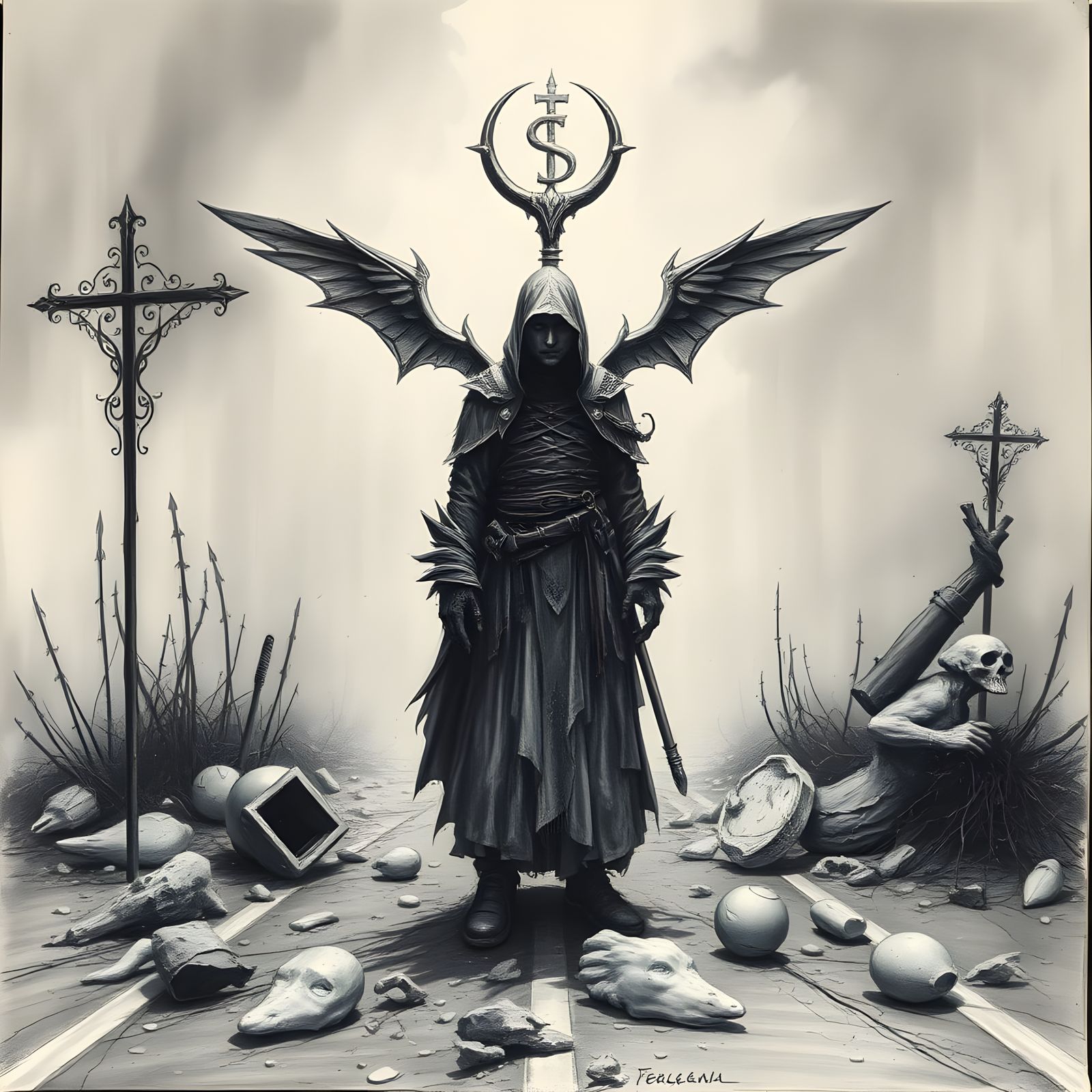 Hyperdetailed Charcoal Drawing of The Choice