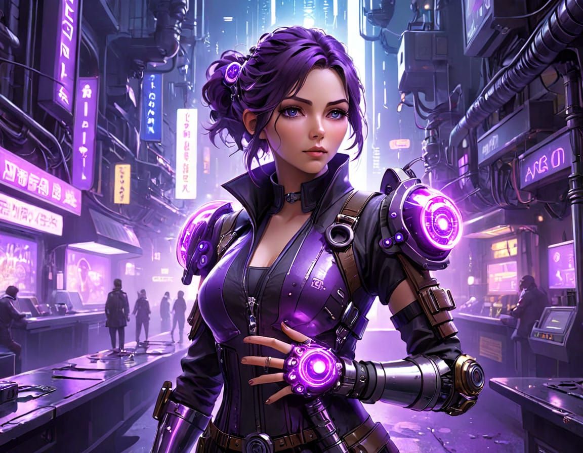 Glowing Cyborg Scientist Illuminates Dark City