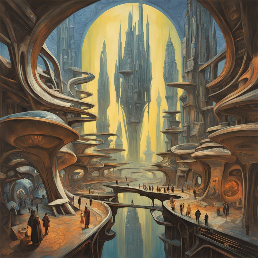 Epic Impressionist Cityscape of Artificial Intelligence