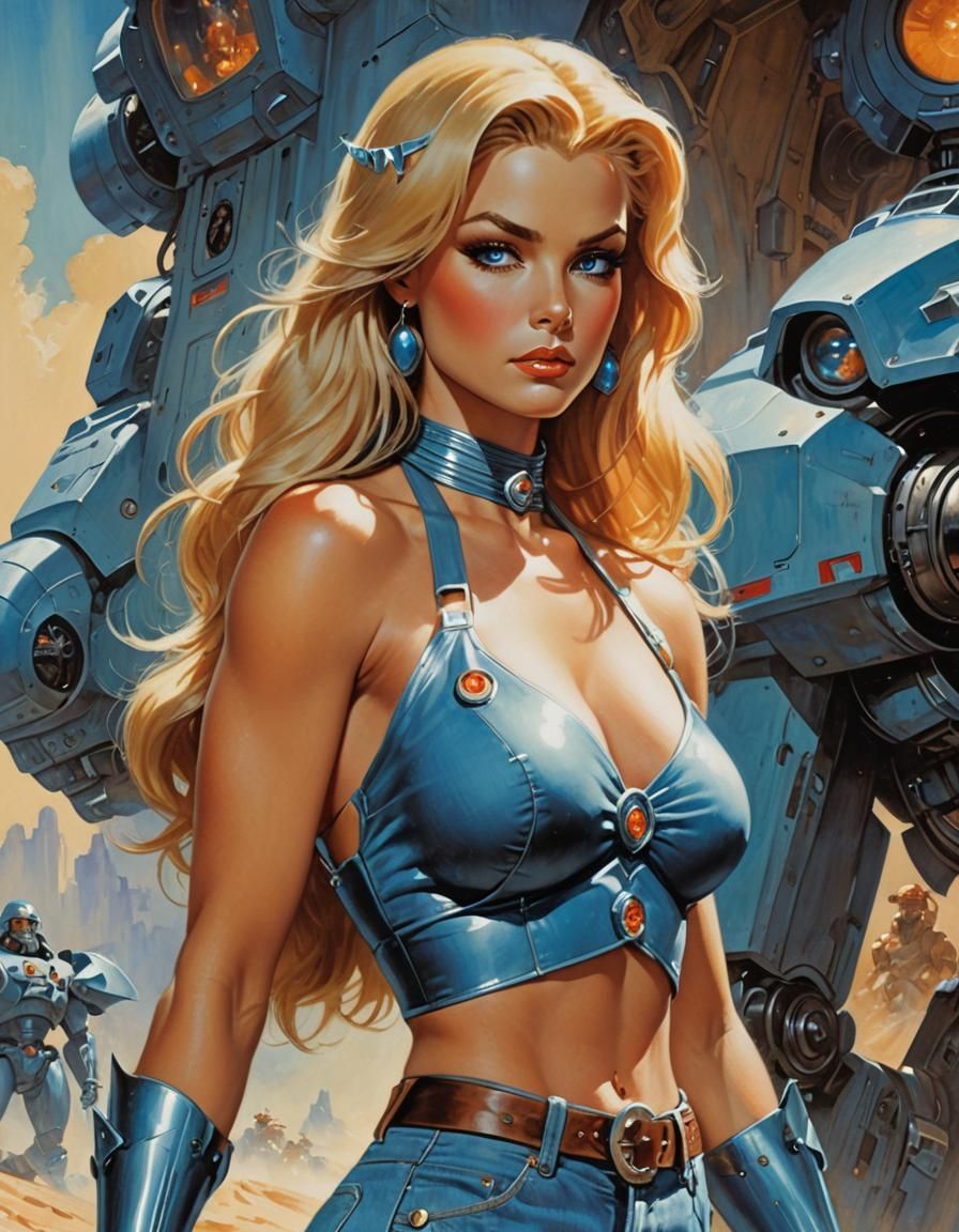 Android Woman Movie Poster in Frazetta Style