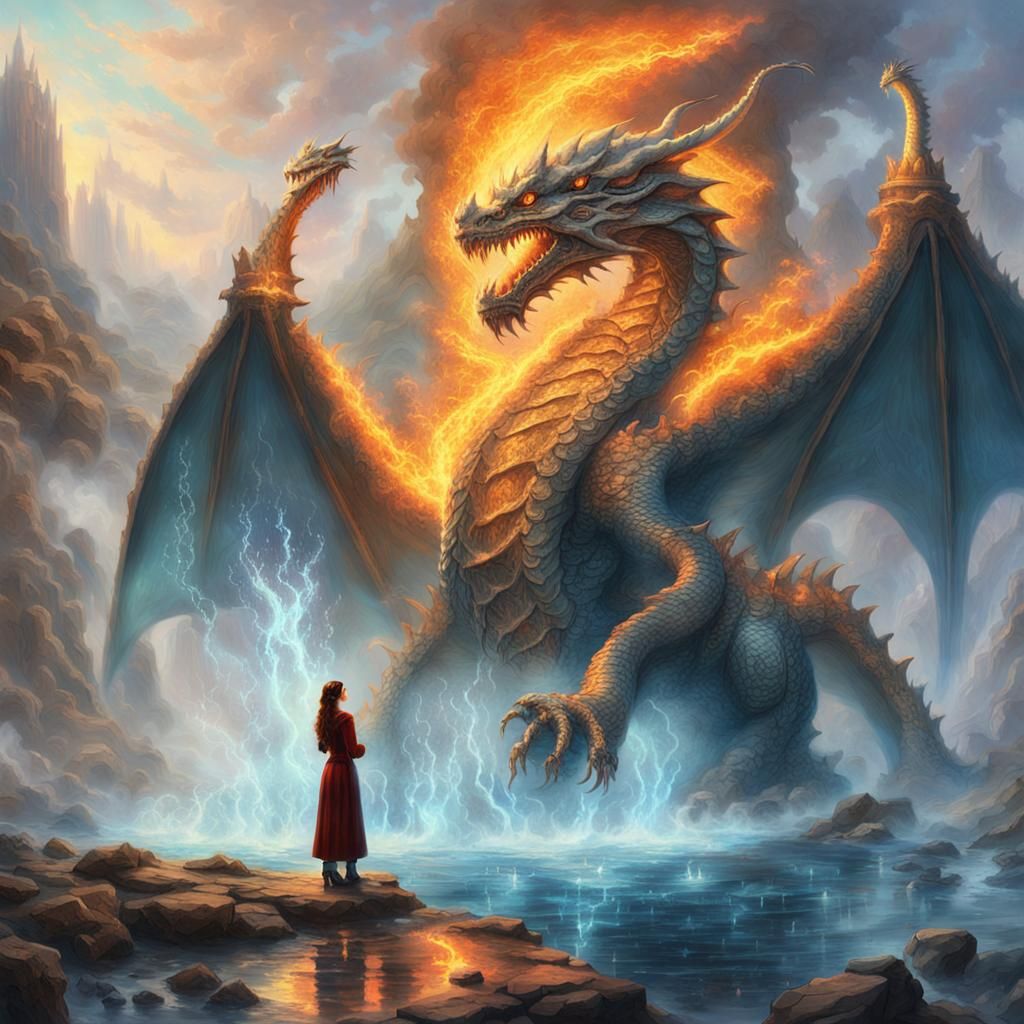 Water Dragon Digital Fantasy Landscape