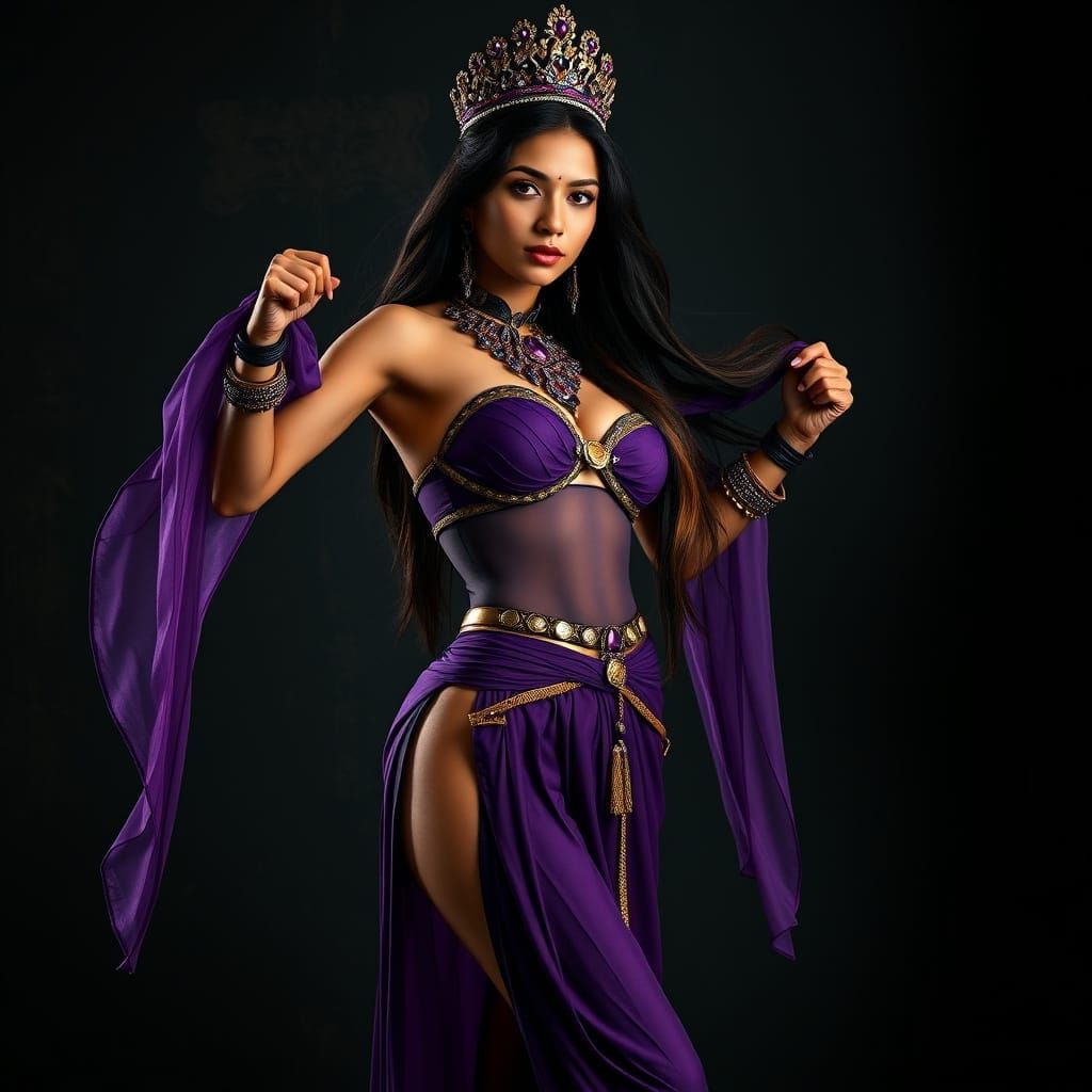 Stunning Tripura Woman in Regal Purple and Gold