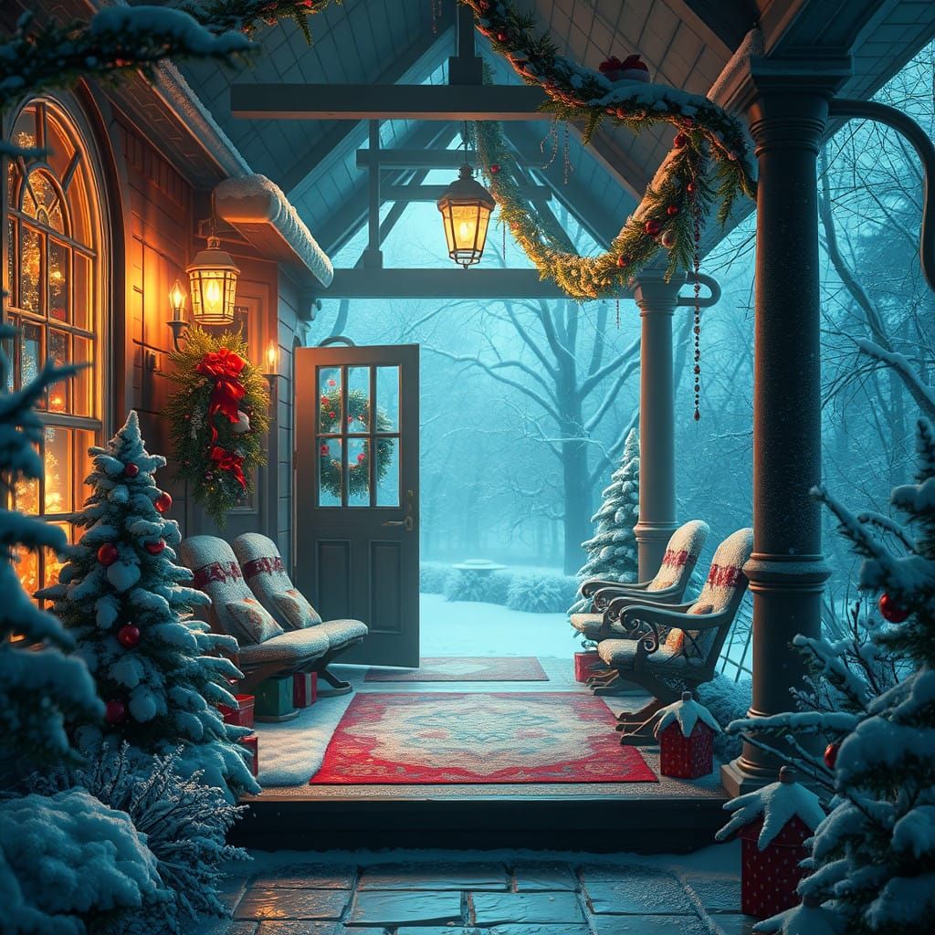 Fantastical Winter Wonderland Christmas Scene in Matte Paint...