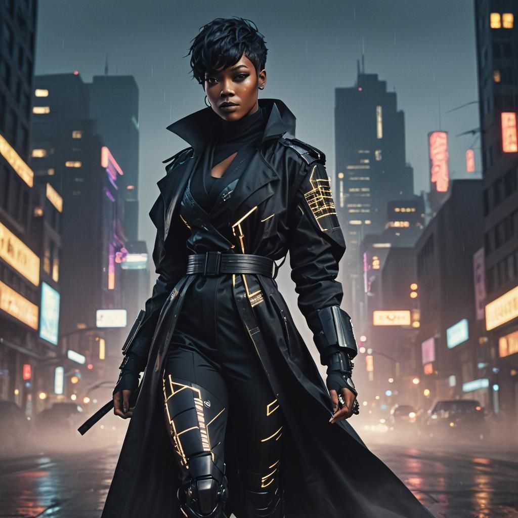 Cyber Ninja: Black Woman in Futuristic Attire