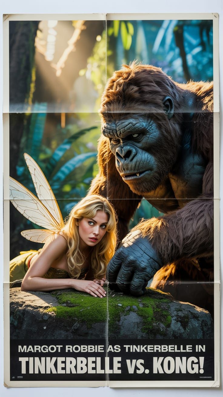 Fairy and Kong: A Hammer Studios Style Movie Poster
