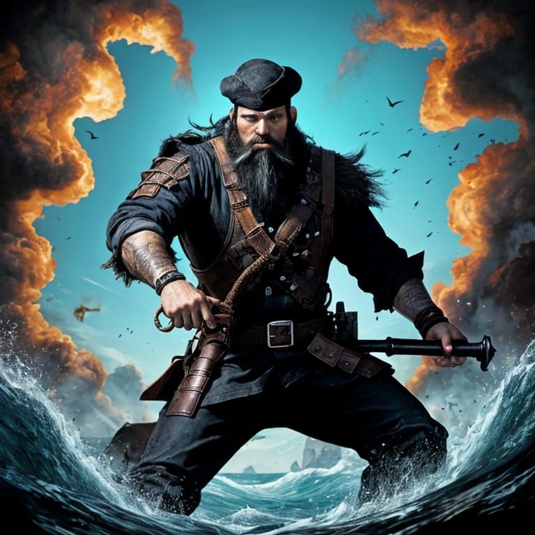 Stylized Digital Portrait of Blackbeard