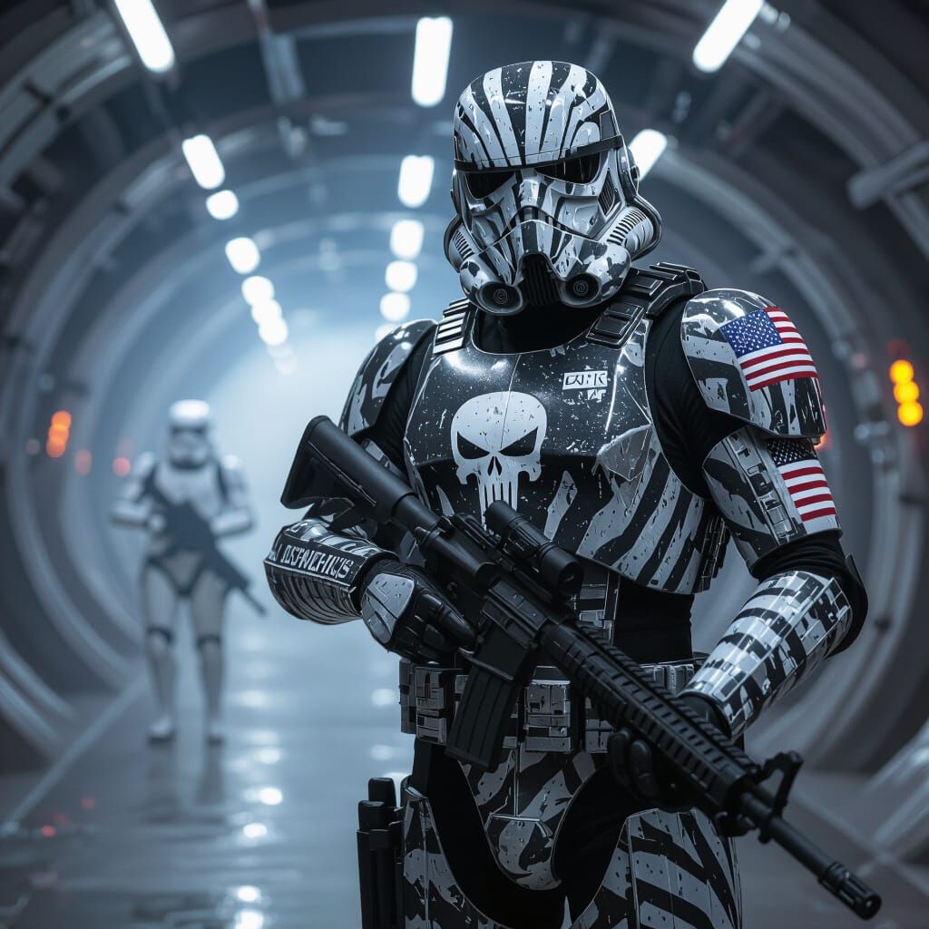 Stormtrooper in an Underground Military Base, Cinematic Styl...