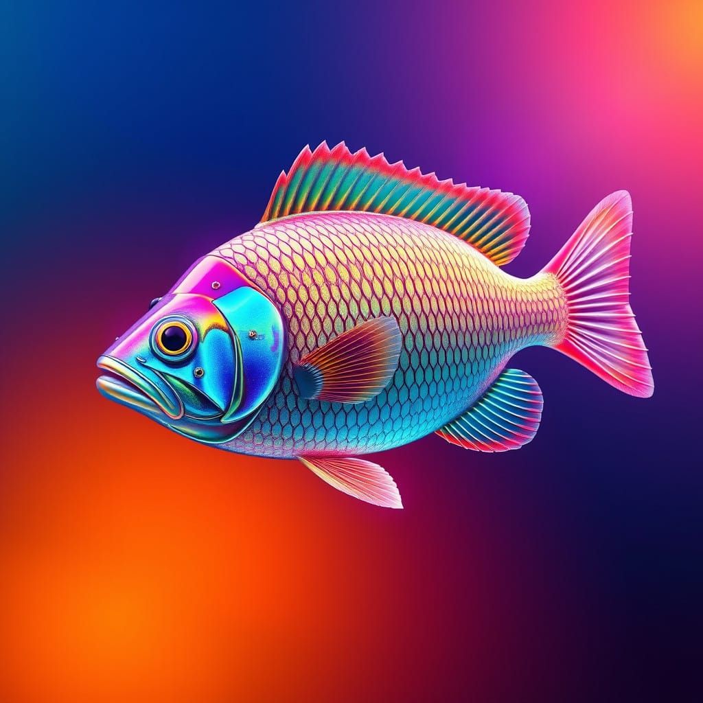 Vibrant, Futuristic Fish in Iridescent Skin