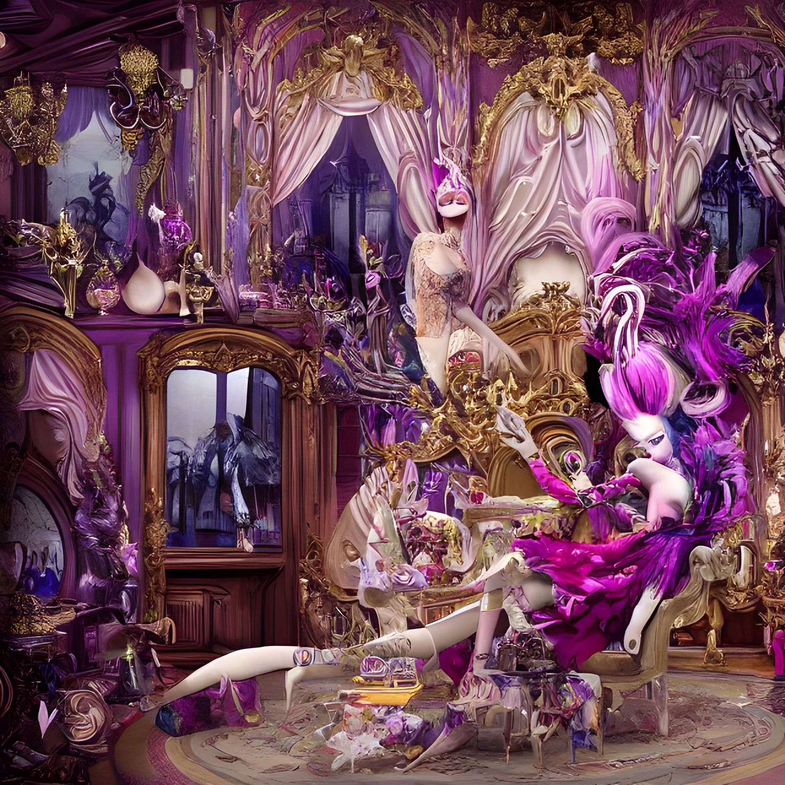 High Fashion Salon Scene in Hyperrealistic Style