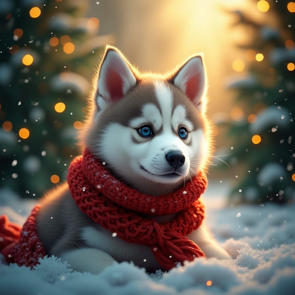 Whimsical Christmas Forest in Golden Light