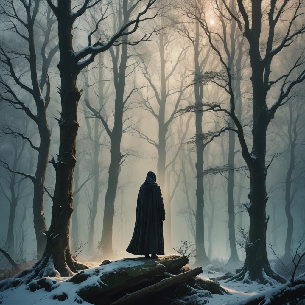 Mystical Forest Figure in Fantasy Matte Painting