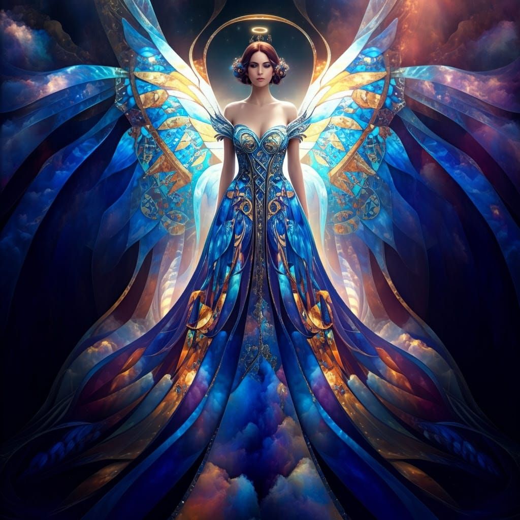 Celestial Goddess in Shimmering Jewel Tones