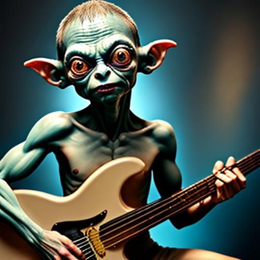 Gollum Shreds Guitar: An Idealized Organic Painting