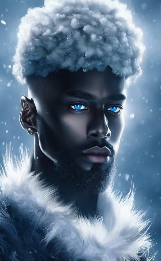Black God of Beauty in Winter: Hyperrealistic Digital Art