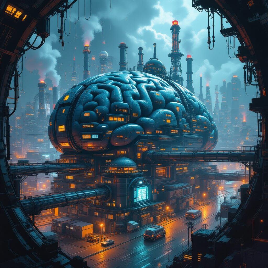 Cyberpunk Metropolis in the Mind's Landscape