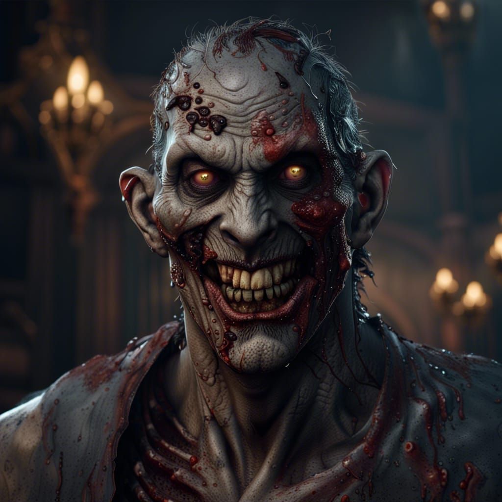Detailed Zombie Portrait in Fantasy Concept Art Style