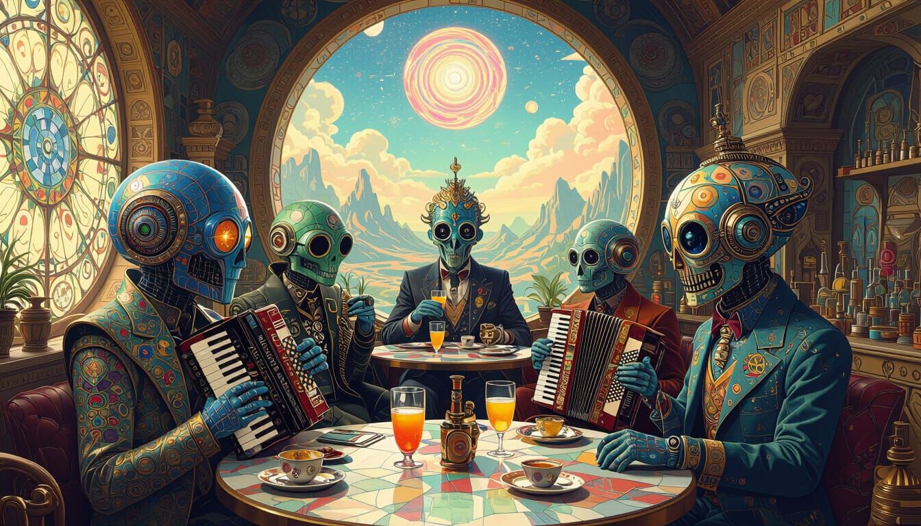 Psychedelic Utopia with Bizarre Creatures, Dreamlike Art