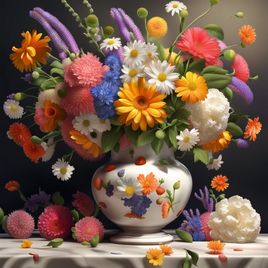 Impressionistic Still Life of Summer Flowers