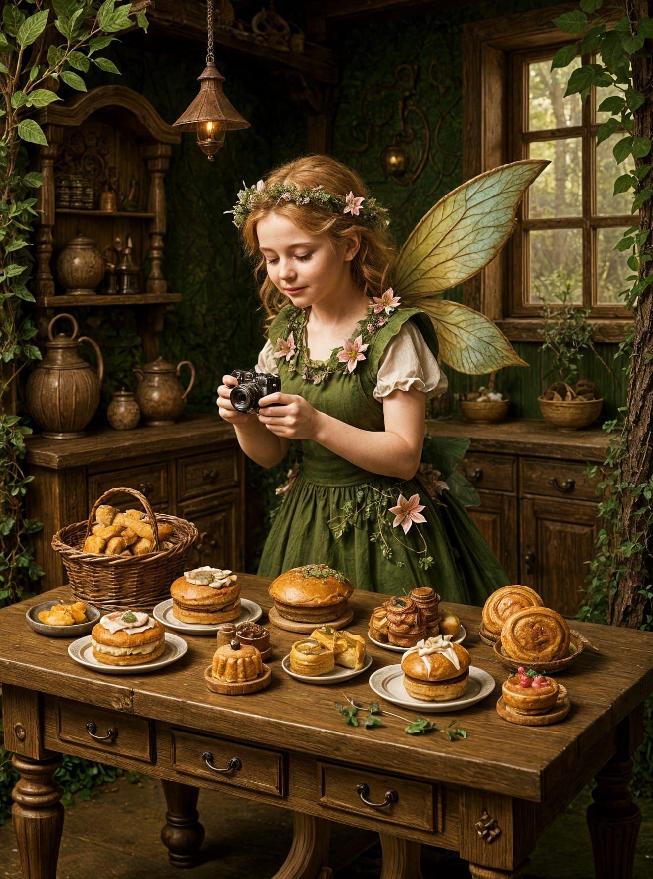 Whimsical Fairy Photographer in Woodland Cottage