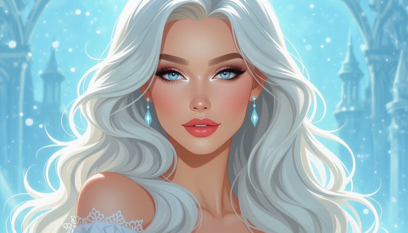 Surreal Blonde Lady in Victorian Gown