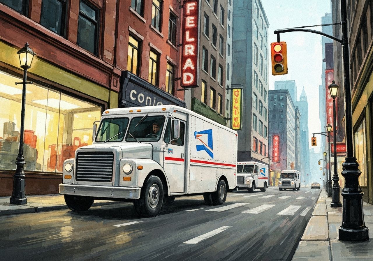 Urgent Mail Trucks Race Through City Streets