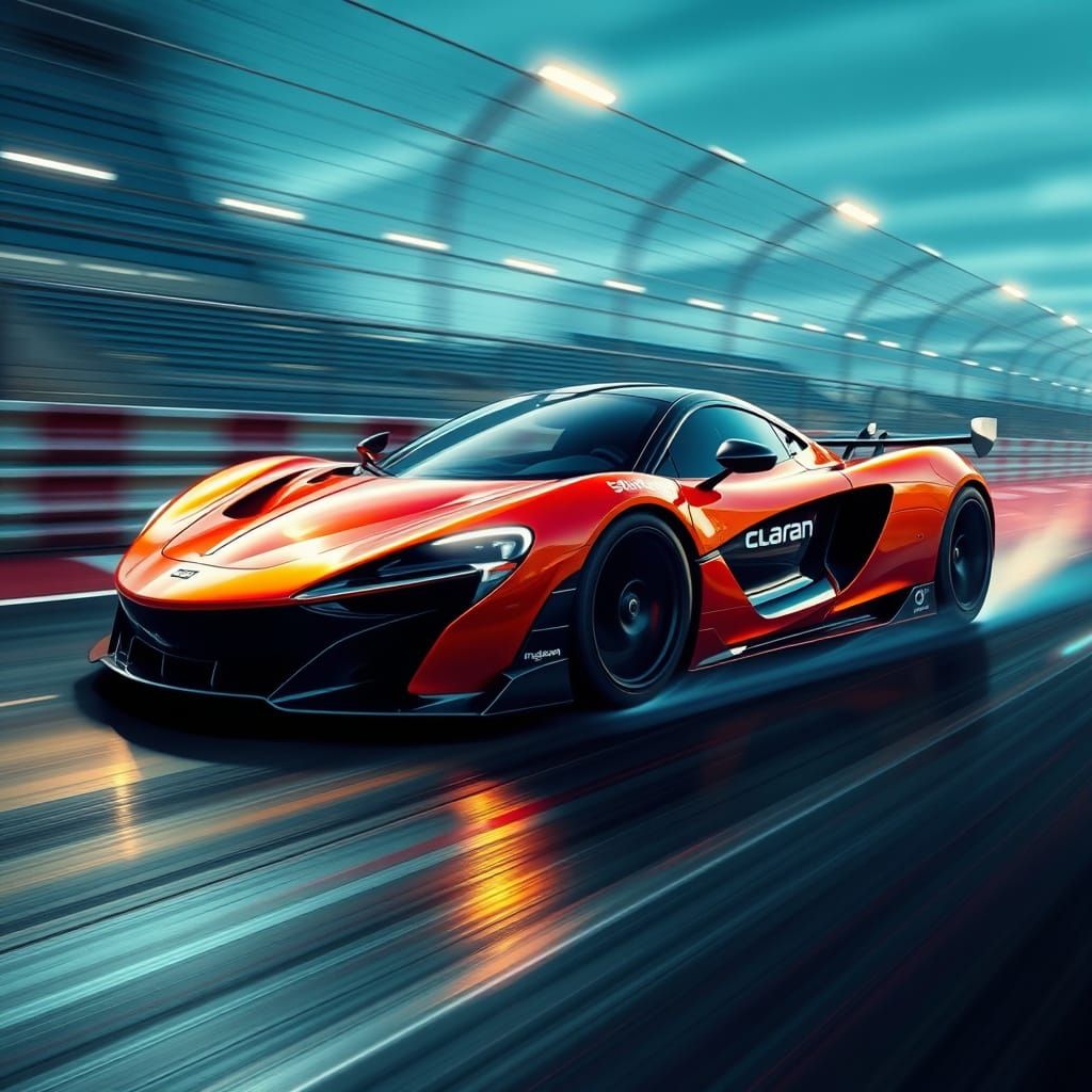 Futuristic McLaren Speedster in Neon-Lit Racing Action