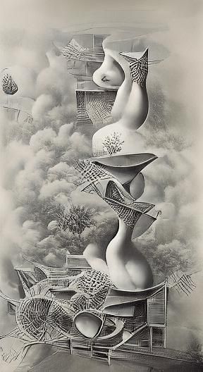 Bold Abstract Forms in Monochrome Style