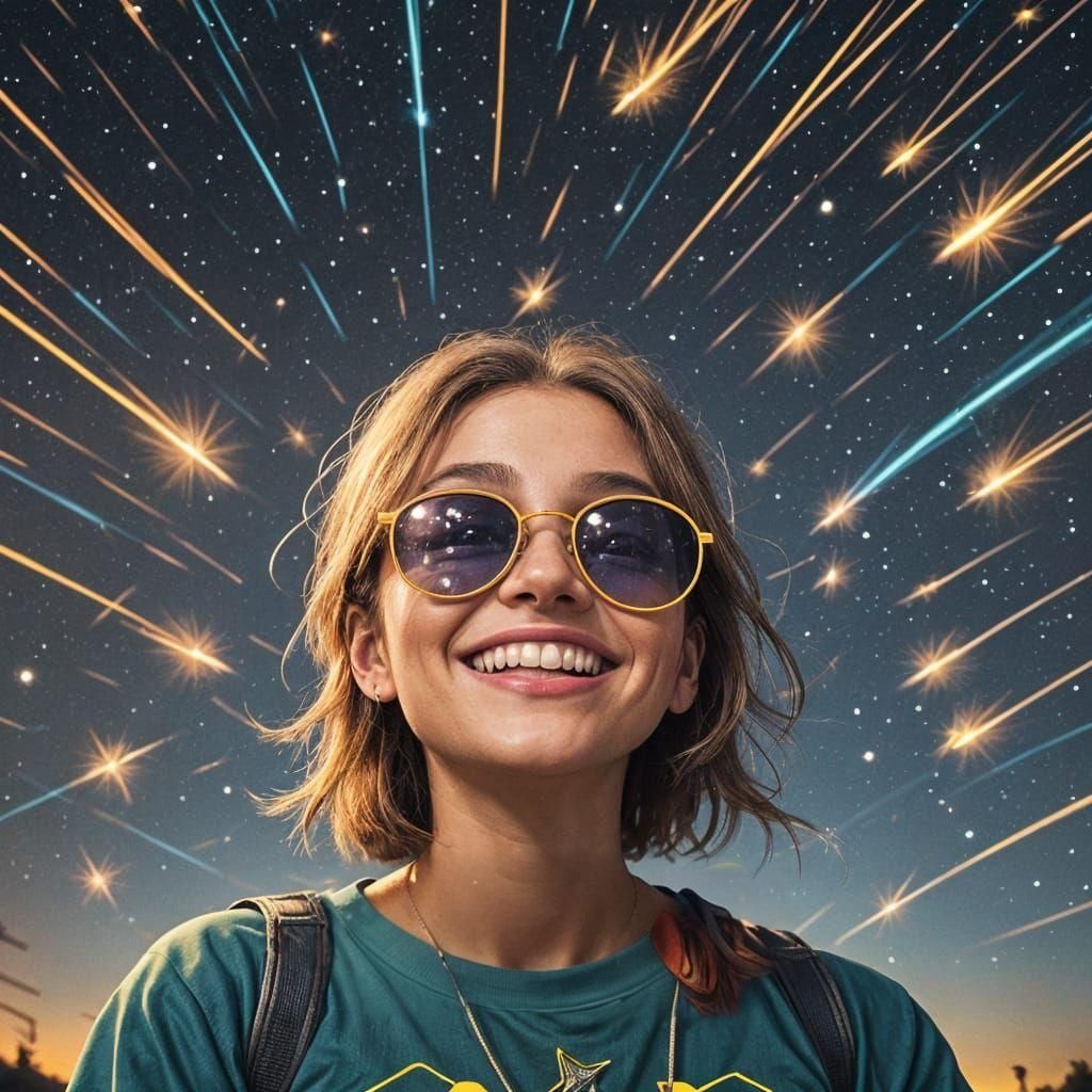 Smiley Face Celebrates with Shooting Star