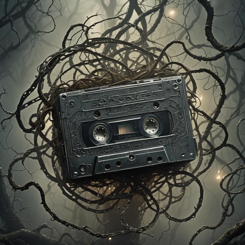 Eerie Cassette Tape Kingdom of Worms: Dark Fantasy Art