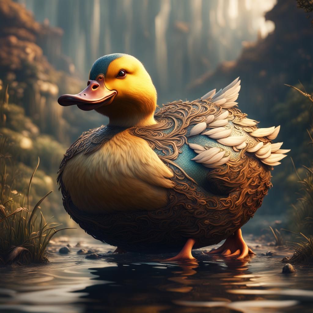 Detailed Matte Painting of a Fat Duck