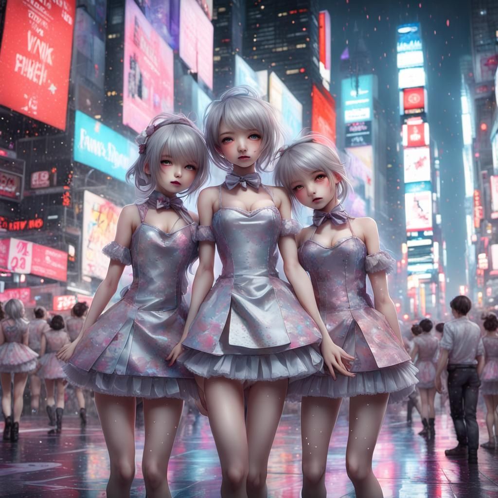 Kawaii Doll Celebrates New Year in Times Square