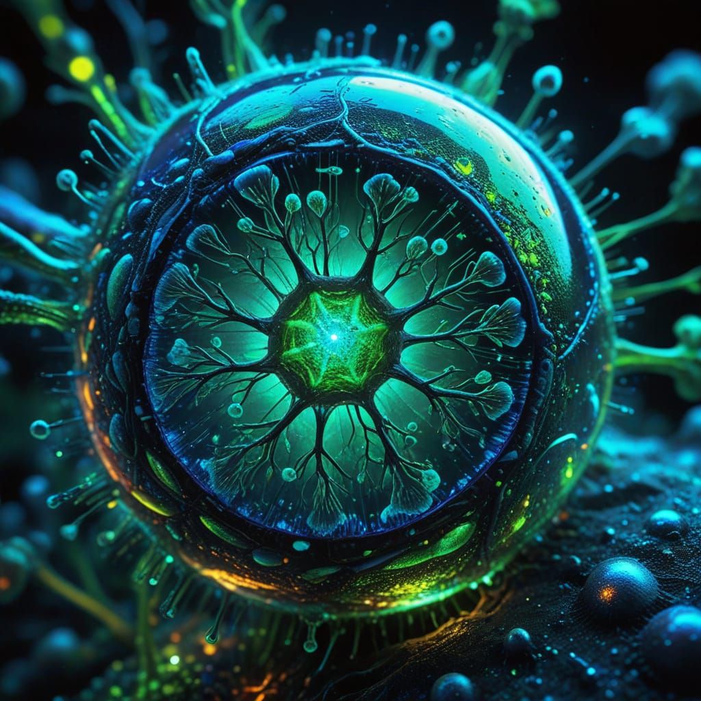Vibrant Cellular World in Futuristic Macro Photography