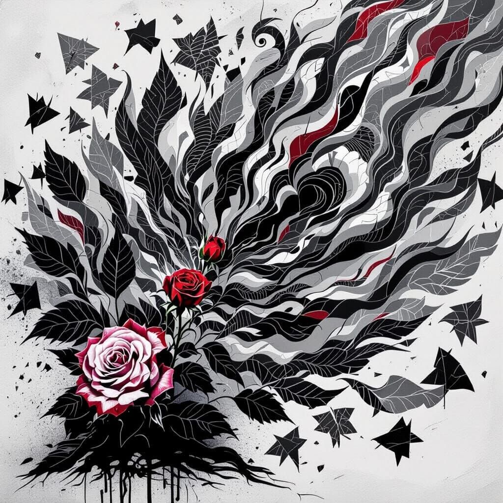 Vibrant Red Rose Defies Oppressive Grayscale Identity