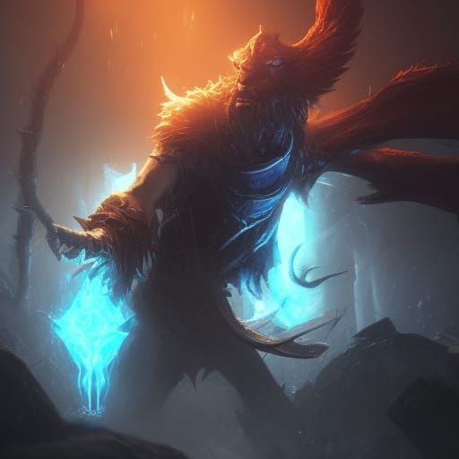 Evil Druid with Blue Eyes: Dark Fantasy Concept Art