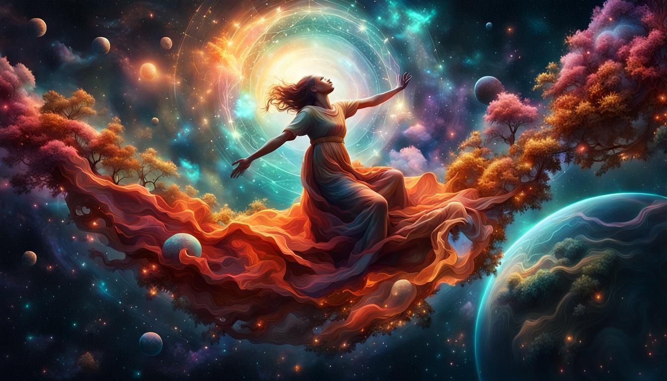 Ethereal Figure in Space: A Digital Art Masterpiece