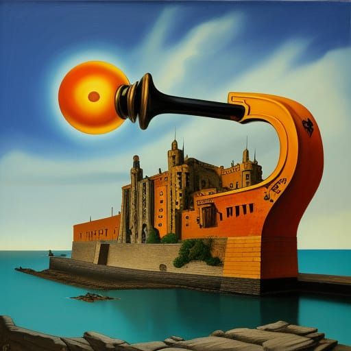 Orange Claw Hammer in Surrealist Dali Style