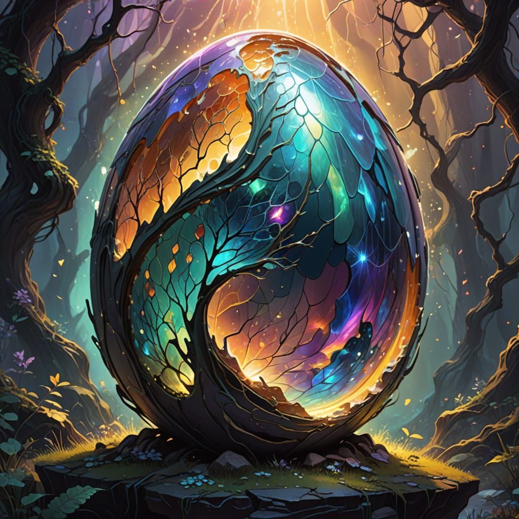 Ethereal Giant Egg in Vibrant, Glowing Fantasy Art