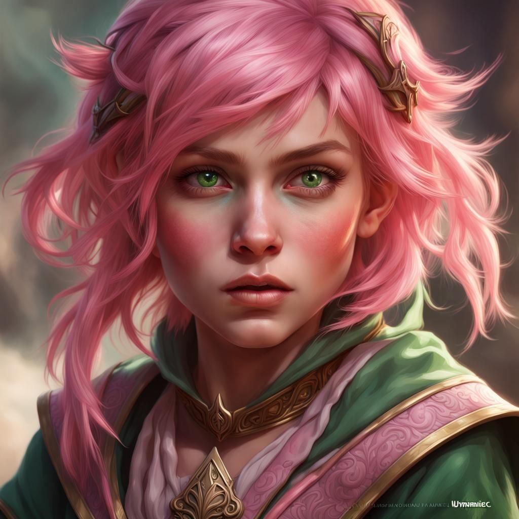 Halfling Sorceress Portrait in Detailed Art Style