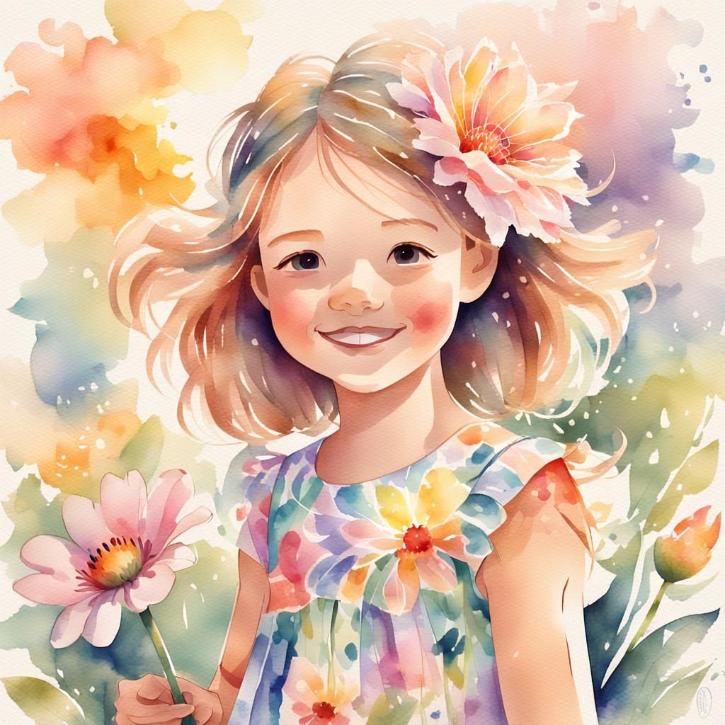 A little girl with curly hair and big eyes