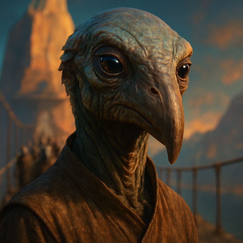 Hyperrealistic Spaceport on Rock Spire with Suspension Bridg...