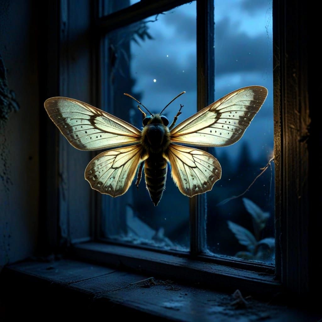 Menacing Moth Fairy Enters Window at Twilight