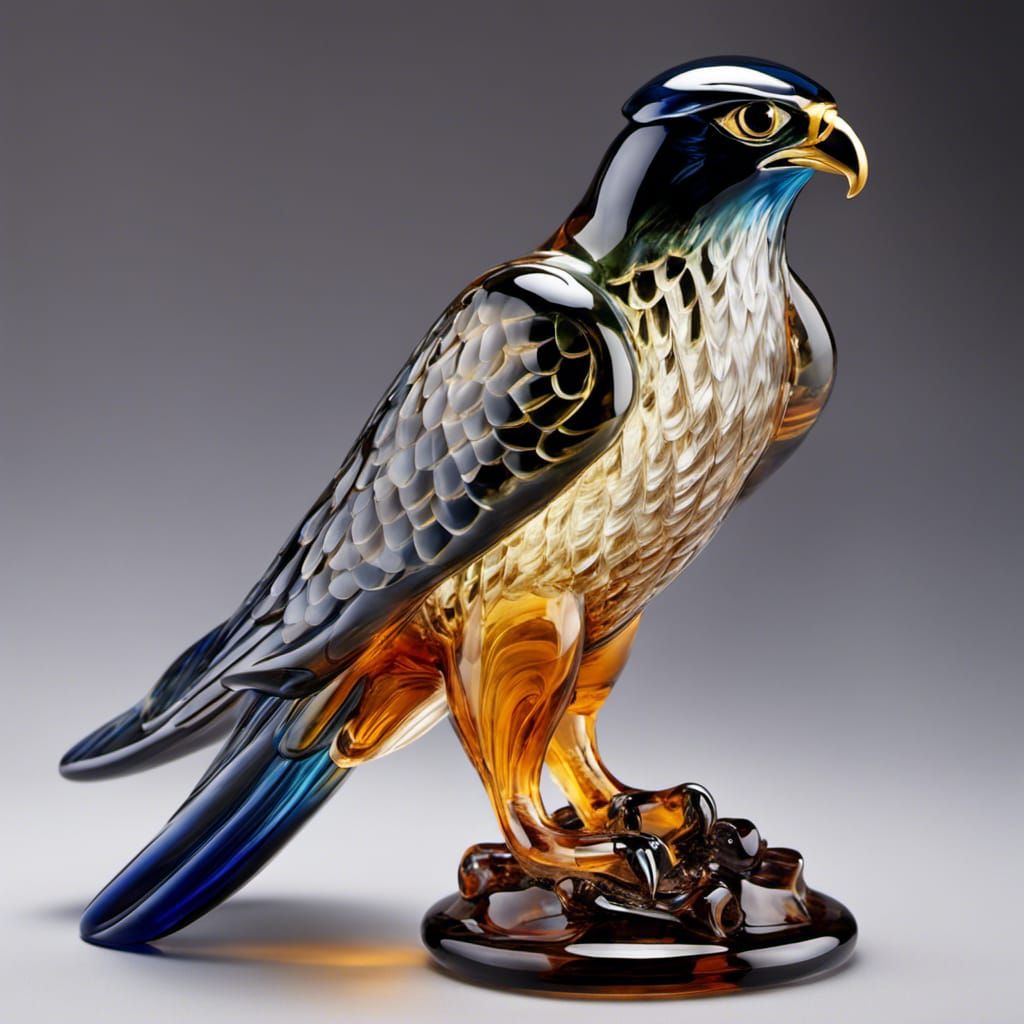 Translucent Glass Peregrine Falcon, Murano Style