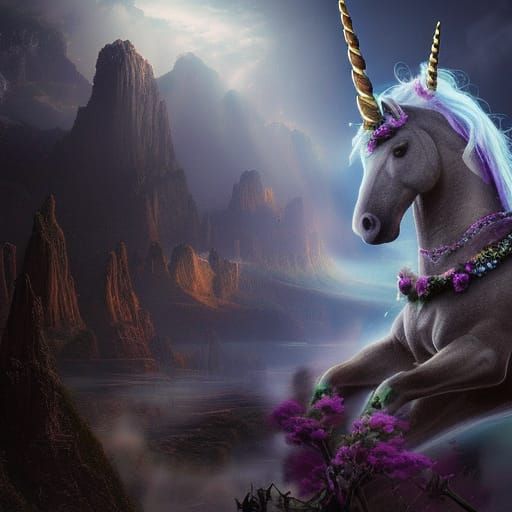 Epic Unicorn in Dramatic Digital Matte Painting