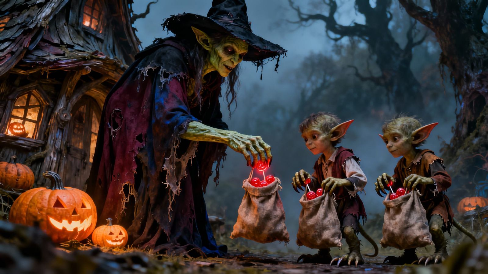 Dark Fantasy Goblins Celebrate Halloween Night