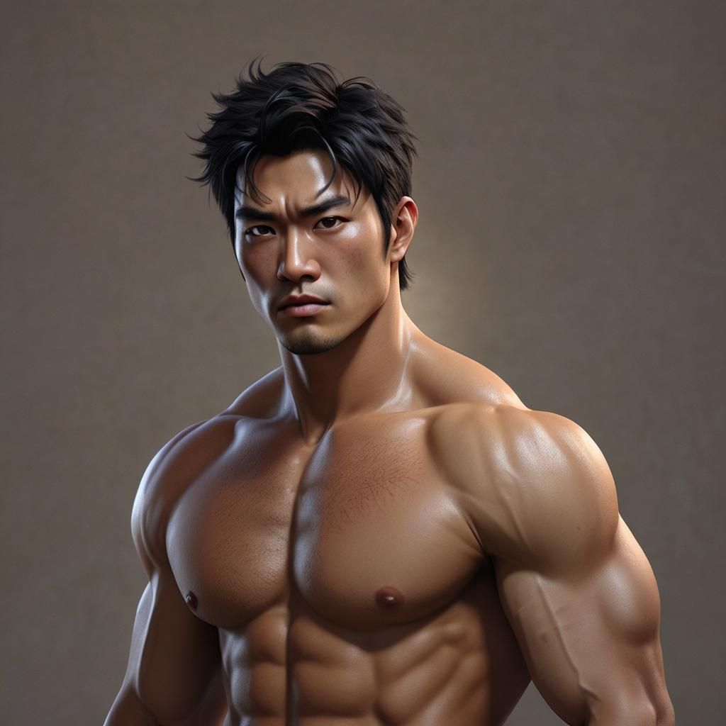Detailed Portrait of a Handsome Korean Man