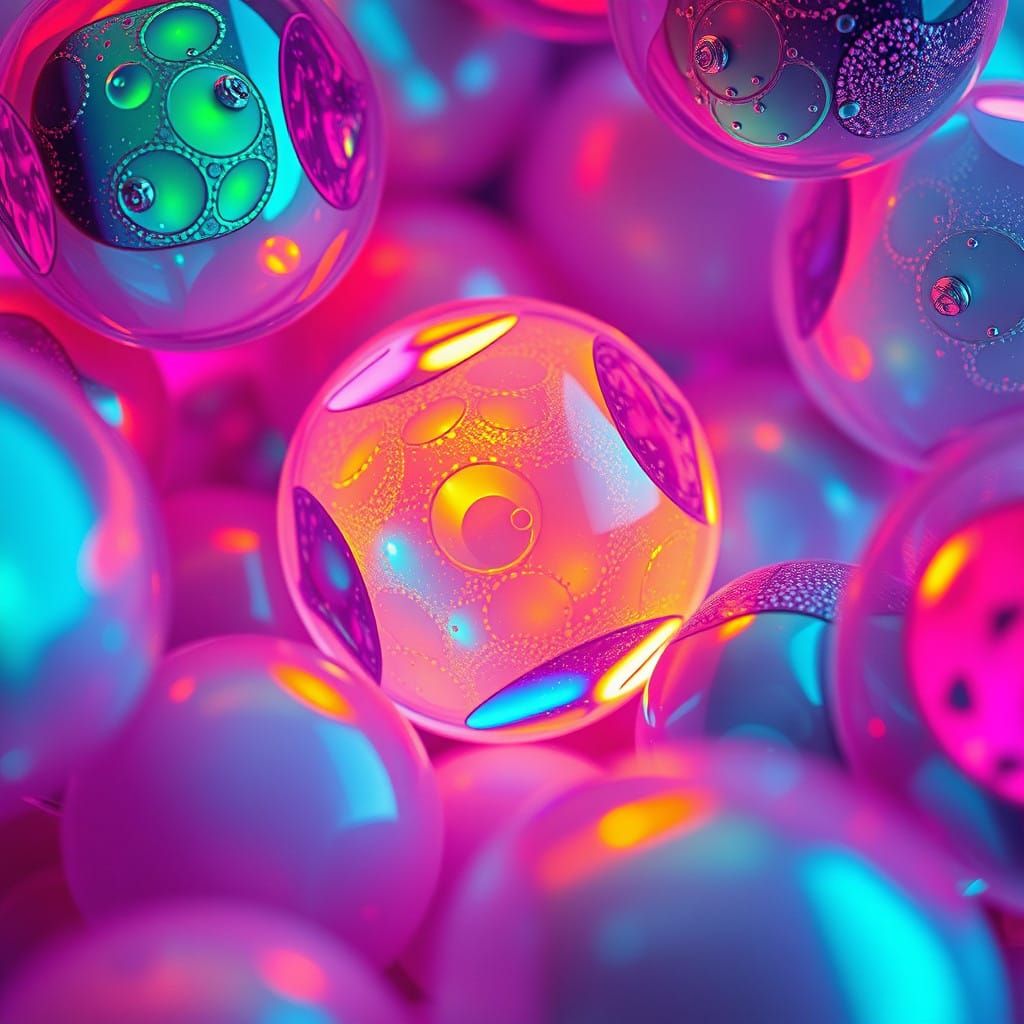 Hyper-Realistic, Glossy Futuristic Objects in Vibrant Acryli...