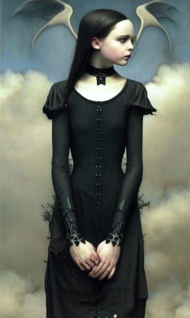 Wednesday Addams in a Haunting Hyperrealistic Portrait